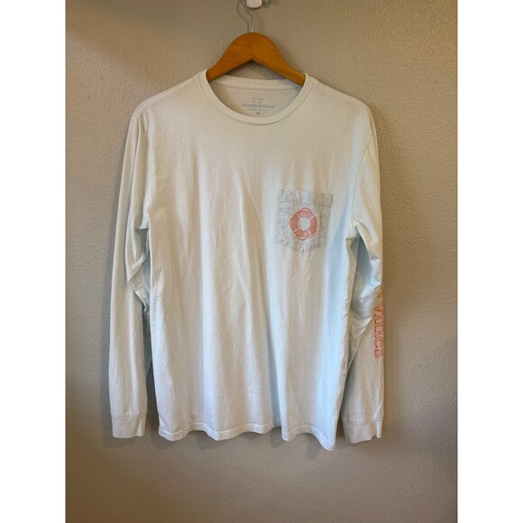 Vineyard Vines Men's Long Sleeve T-Shirt With Graphic Pocket & Back Print White - Picture 1 of 8